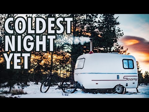 Winter Camping - Coldest Night YET // 13ft Scamp Trailer