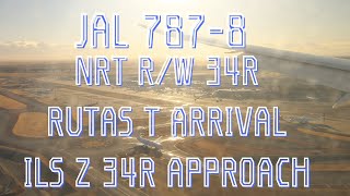 【機窓】JAL 787-8 成田空港ランウェイ34R着陸 (JAL3084 RUTAS T ARRIVAL/ILS Z 34R APPROACH) DJIPocket2にて