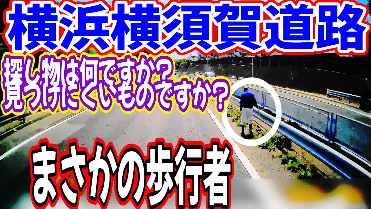 横浜横須賀道路に歩行者！即110番通報！大事故になるまえに捕獲せよ！パトカー頭抑えで後続車を誘導