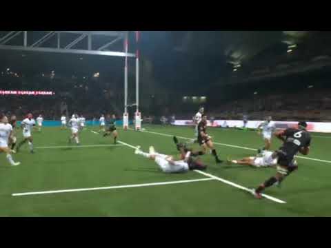 #lyonvstoulouse #tuisova. Josua Tuisova's incredible offload sets up a try for Dylan Cretin