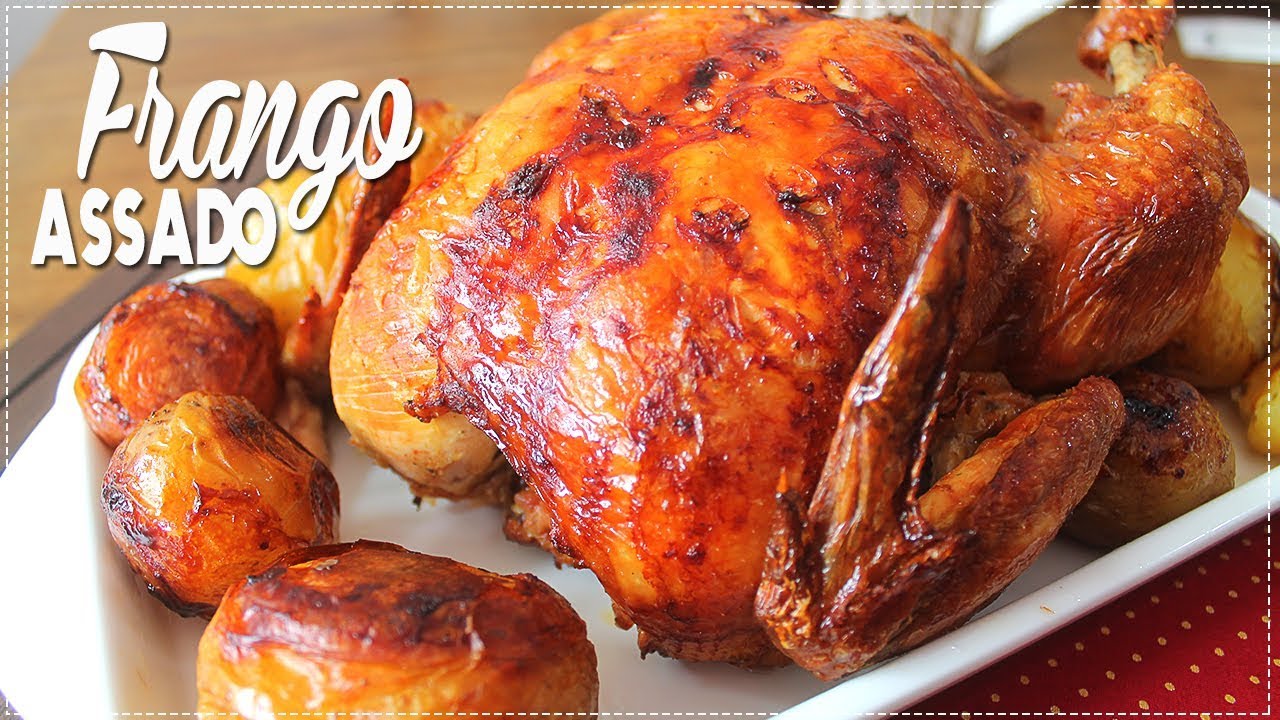 FRANGO ASSADO DE PADARIA COM FAROFA E BATATAS