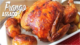 FRANGO ASSADO DE PADARIA COM FAROFA E BATATAS