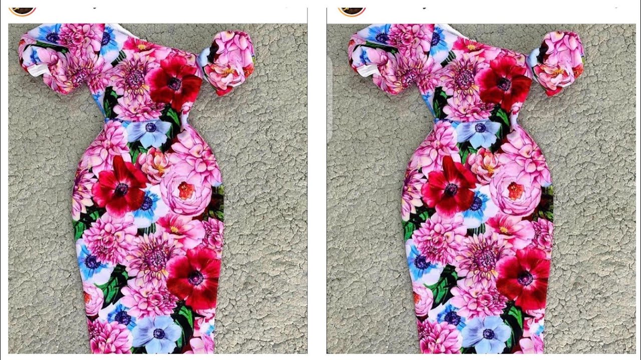 FLOATING SHOULDER GOWN How to cut || Asymmetric Fitted Gown with Ball Sleeves