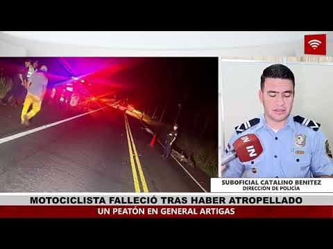 MOTOCICLISTA MUERE TRAS ATROPELLAR A UN PEATÓN EN GRAL. ARTIGAS