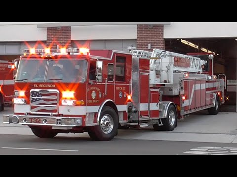 *FULL HOUSE RESPONSE* El Segundo Fire Dept. Engine 32 Truck 32 & Rescue 32 Responding