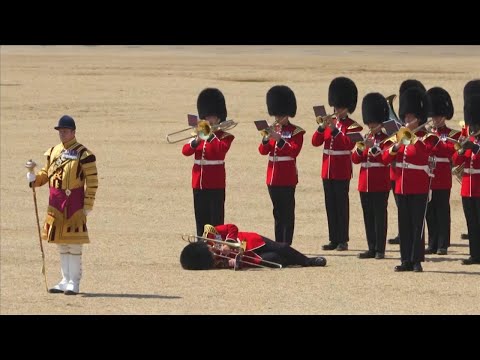MOMENT: Royal guards collapse in heat as Prince William inspects rehearsal