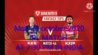 IPL match kkr vs kxip today at night 7:30 pm