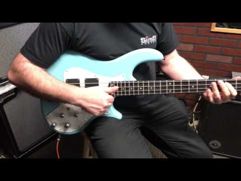 Sims quad pickups for bass Amp Shop Bass Exchange demo with unique "Tri-Logic" switching system