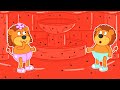 Familia de leones en Español | Construir una casa de sandía | Dibujos animados para niños