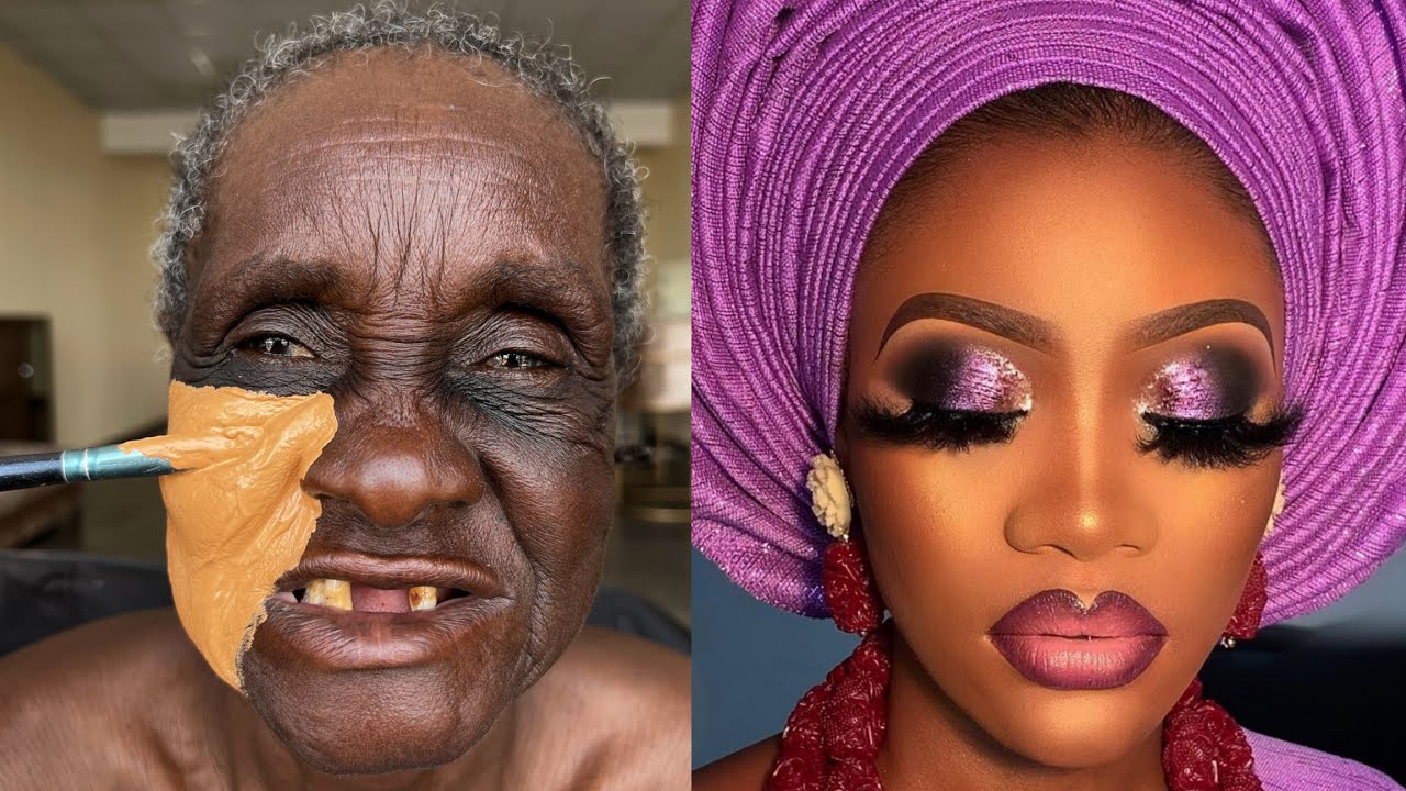 VIRAL 😱😳🔥NIGERIAN GRANDMA BRIDAL MAKEUP & GELE TRANSFORMATION💄MAKEUP TUTORIAL 🔥✂️💉💉