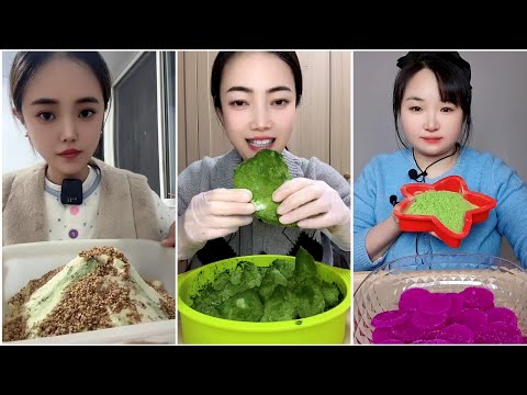 ASMR ICE EATING with MATCHA and MILK POWDER with PASSION FRUIT 