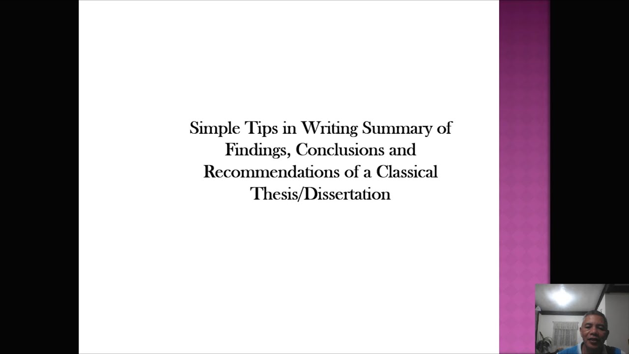 Simple tips in Writing Chapter 5 of a Classical Thesis or Dissertation