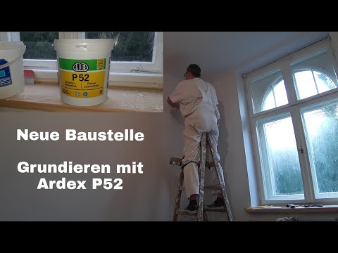 Neue Baustelle, grundieren mit Ardex P52, spachteln, Rauhfaser kleben, weiß streichen