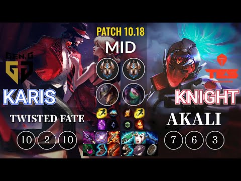 GEN Karis Twisted Fate vs TES knight Akali Mid - KR Patch 10.18