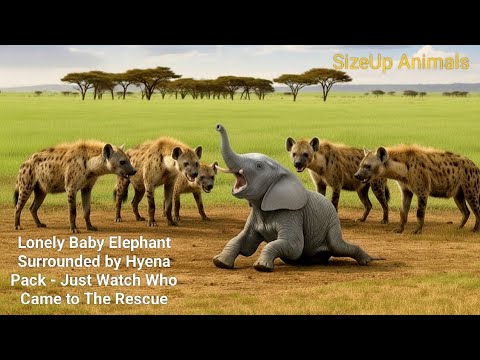 Samotny mały słoń otoczony przez stado hien – zobacz, kto przyszedł na ratunek