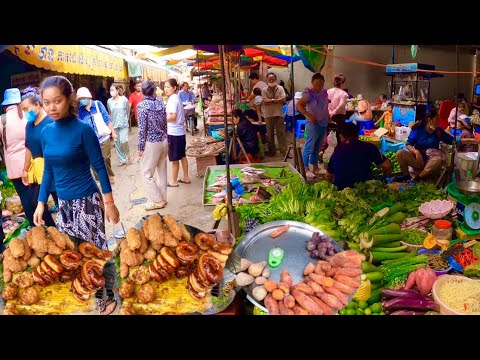 Cambodian Market Street Food, Morning Walking Tour @ Boeng Tompun Market Phnom Penh
