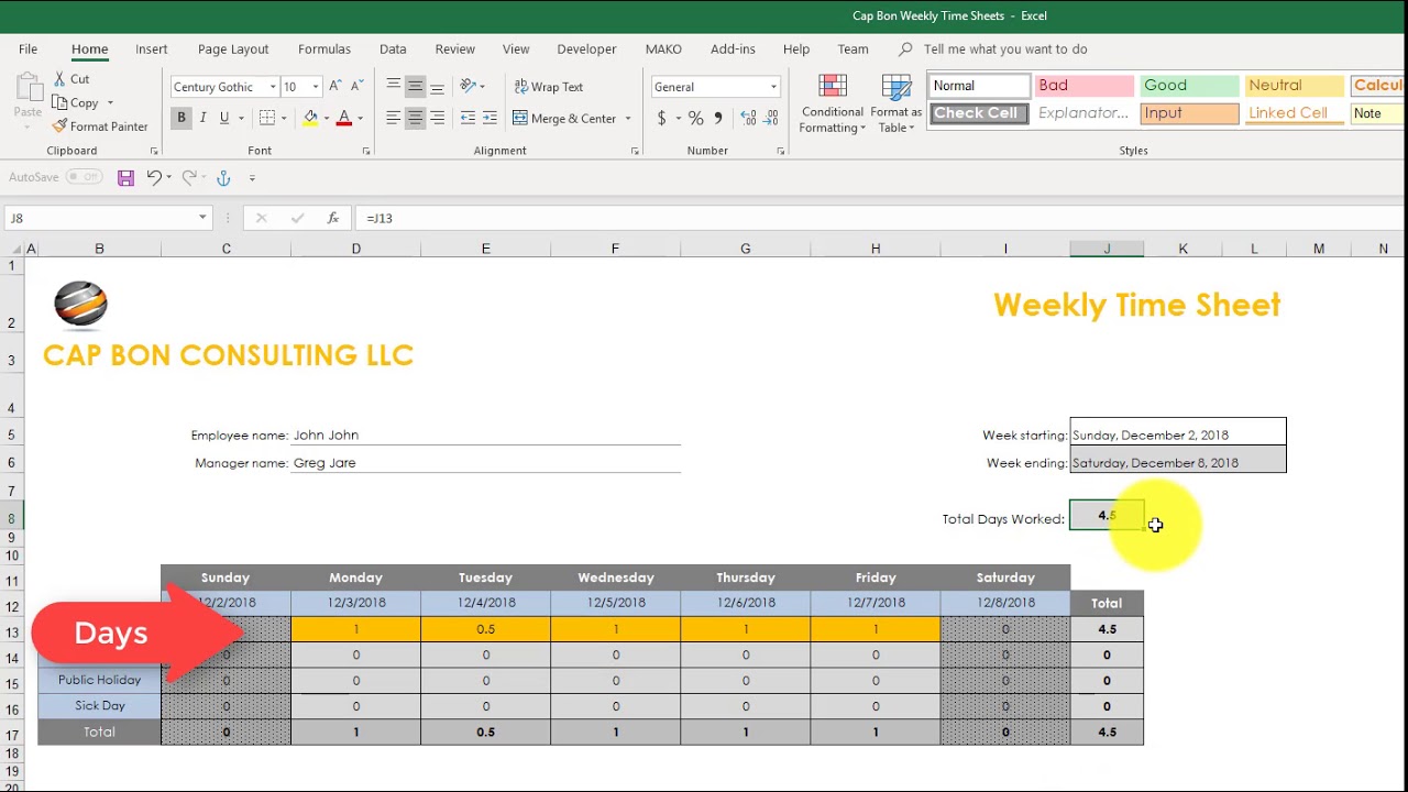 Tutorial#1 Weekly Time Sheet