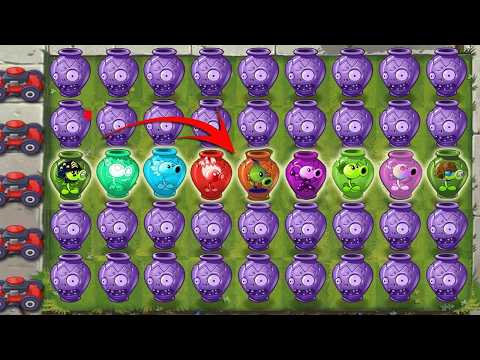 Pvz 2 Minigame Vasebreaker - All PEA Plants Level 1 Vs All Zombies in Game