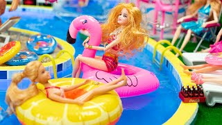 DIY Miniature Swimming Pool ~ Water Park, WATER SLIDE for barbie dolls