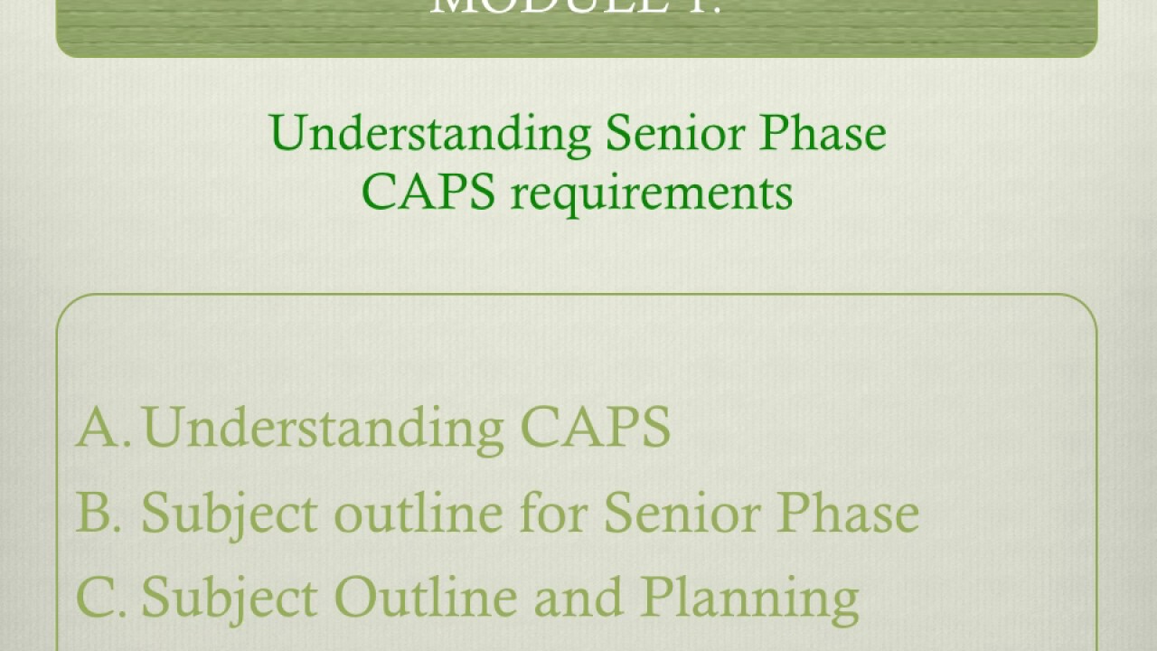CAPS Reference Guide to Senior Phase Technology