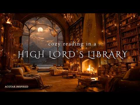 Relax in a High Lord’s Library in Winter | Night Court Ambience | Velaris Ambience | Crackling Fire