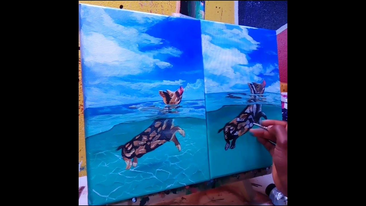 Yon melimelo peyizaj #penti akrilik sou twal