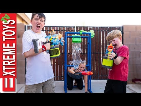 Babysitter Showdown! Sneak Attack Squad Nerf Battle Vs Aunt! Video