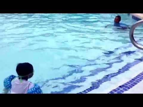 Lindoln & Logan at pool in Tewksbury MA 2015