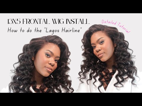 HOW TO DO 13x5 FRONTAL INSTALL | DETAILED LAGOS HAIRLINE TUTORIAL | $100  DEEP WAVE WIG