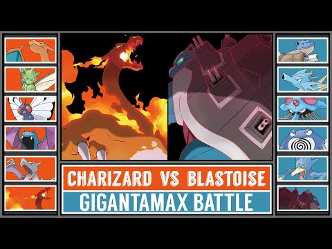 GMAX BLASTOISE vs GMAX CHARIZARD | Gigantamax Starter Pokémon Battle