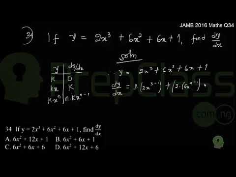 Differentiation - JAMB 2016 MATHS Question 34