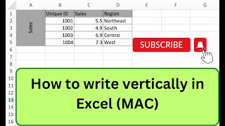 How to write vertical text in Excel (MAC)