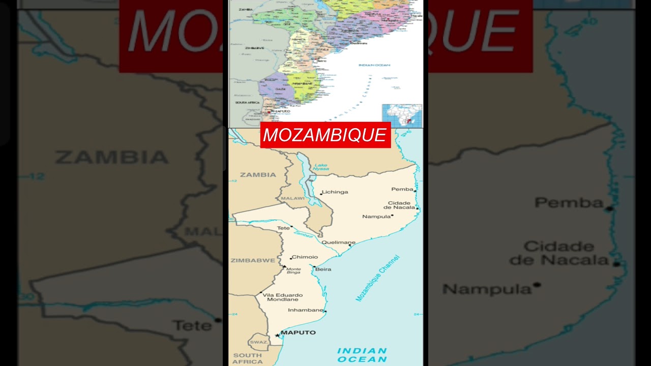 mozambique map and city with famous | world map of countries|# countries map|# famous countries