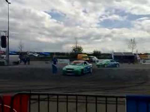 Nissan Skyline Drift hits model during Bodensee Tuning Show