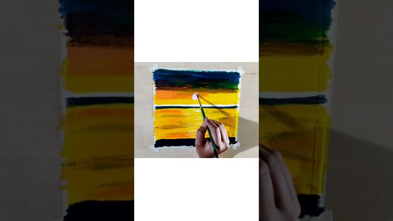Sunset Acrylic Painting ll Sonali Art #shorts #youtubeshorts #acrylicpainting #sunset #canvas