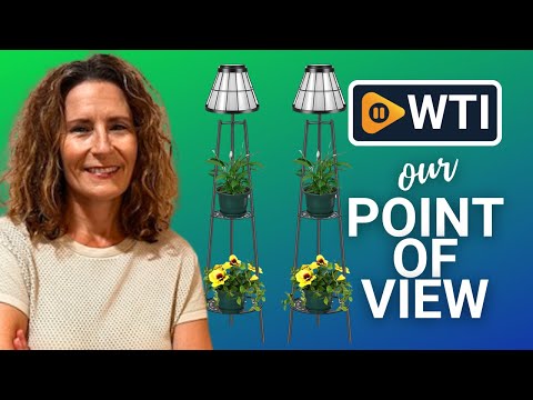 2 Pack Solar Floor Lamps with 2 Tier Plant Stand - WTI product video review