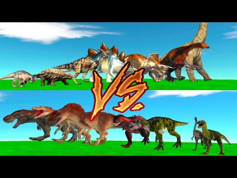 Herbivore VS. Carnivore Dinosaurs fight - ARBS, Animal Revolt Battle Simulator