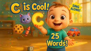 Learn C Alphabet | C is Cool! | Alphabet Rhyme with 25 ‘C’ Words | Learning for Kids | KiKi Kids