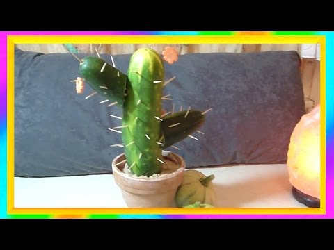 Kaktus selber bauen aus Gurken und Zahnstochern - Erntedankfest