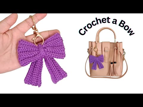 Crochet Bow keychain /Simple and  Easy Pattern for beginners / DIY Bag Accessories / Wool Craft /