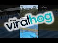 Would-Be Race Winner Falls Down After Waving || ViralHog