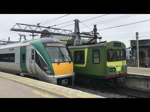 8600 class Dart, 8300 class Dart and 22000 class at Connolly Station + announcement for Rosslare