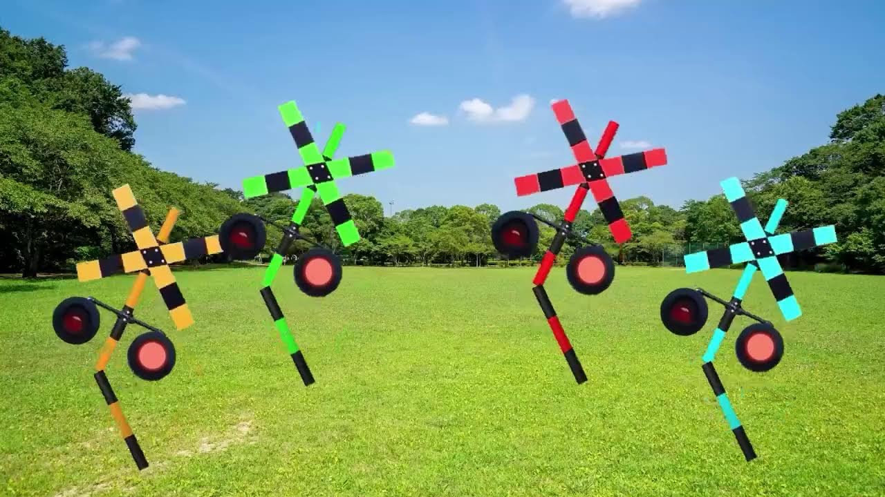 【踏切アニメ】さまざまな形の踏切カンカン 4786 Railroad crossings of various shapes 4786