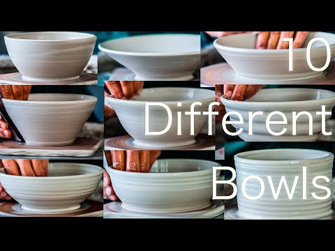 Throwing BOWLS - 10 DIFFERENT shapes on the pottery wheel!