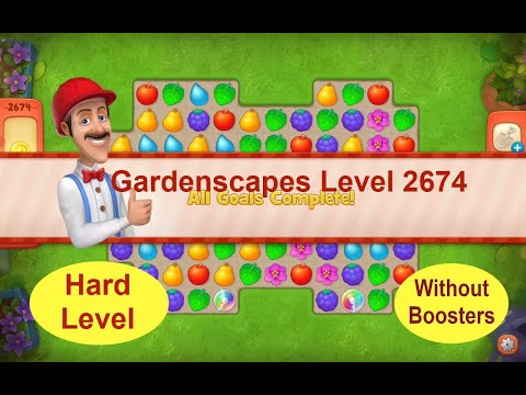 Gardenscapes Level 2674 - [21 moves] [2021] [HD] solution of Level 2674 Gardenscapes [No Boosters]