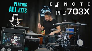 Video thumbnail for EFNOTE PRO 703X e-drums ALL KITS sound demo - binge alert! by digitaldrumming