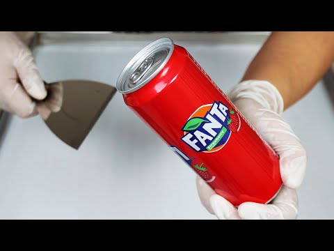Fanta Strawberry Ice Cream Rolls | how to make Fanta to Ice Cream - AMAZING FANTA ICE CREAM ROLLS