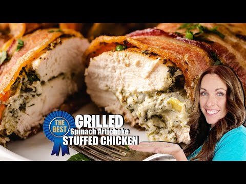 Perfectly Delicious Grilled Stuffed Chicken Breast only with Spinach & Artichoke Filling