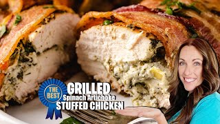 Perfectly Delicious Grilled Stuffed Chicken Breast only with Spinach & Artichoke Filling