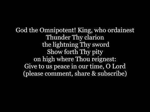 GOD THE OMNIPOTENT GIVE TO US PEACE IN OUR TIME O LORD Lyrics Words text sing along song music trend